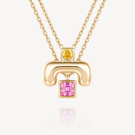 18K Gold Necklace Set with Colored Gemstones