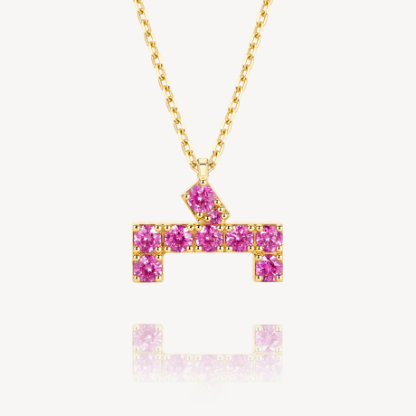 18K Gold Necklace Set with Colored Gemstones